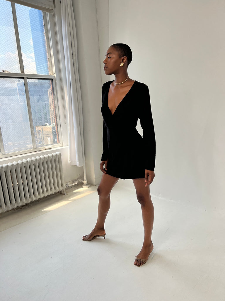 Black Hera Wrap Dress - KNYT STUDIOS