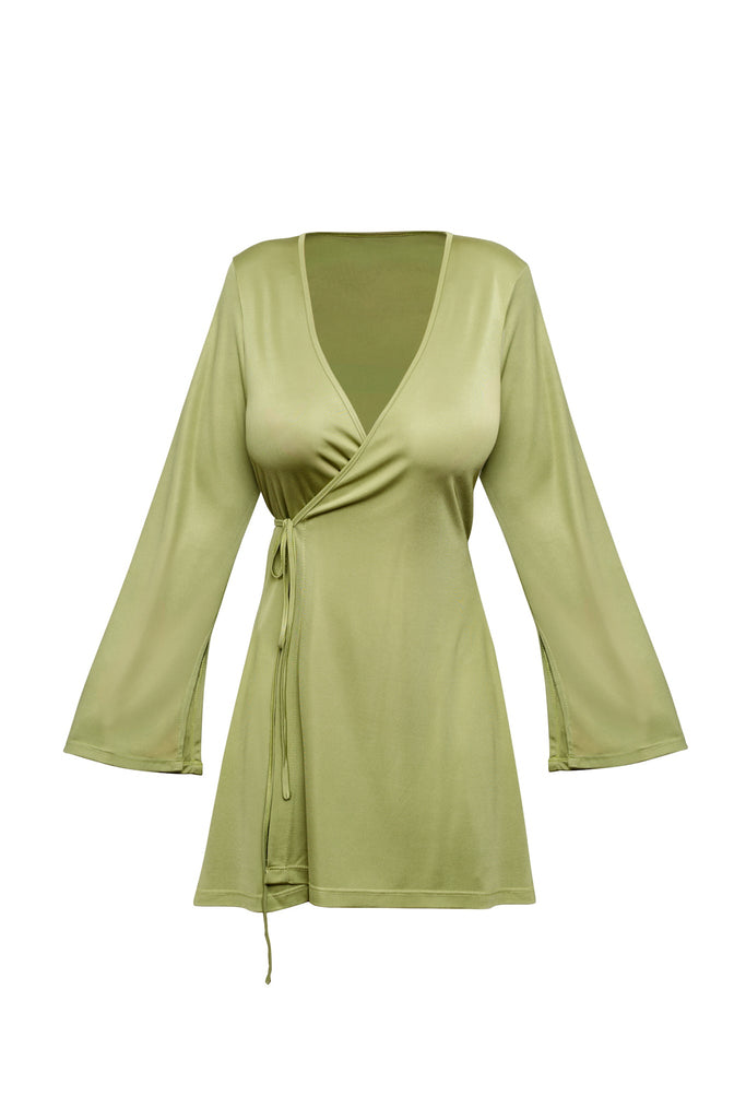 Green Hera Wrap Dress - KNYT STUDIOS