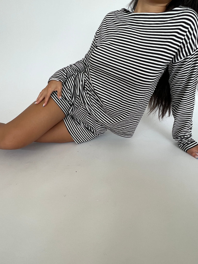 Wally Striped Long Sleeve Top - KNYT STUDIOS