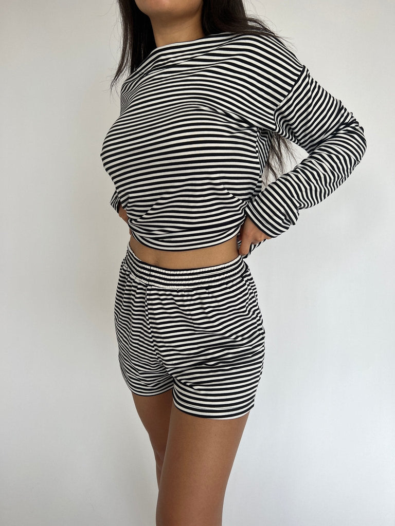 Wally Striped Long Sleeve Top - KNYT STUDIOS