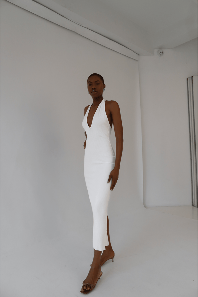 White Halter Dress Nara - KNYT STUDIOS